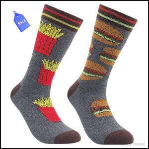 Men's Novelty Cotton Crew Socks, Fun Patterned Dress Casual